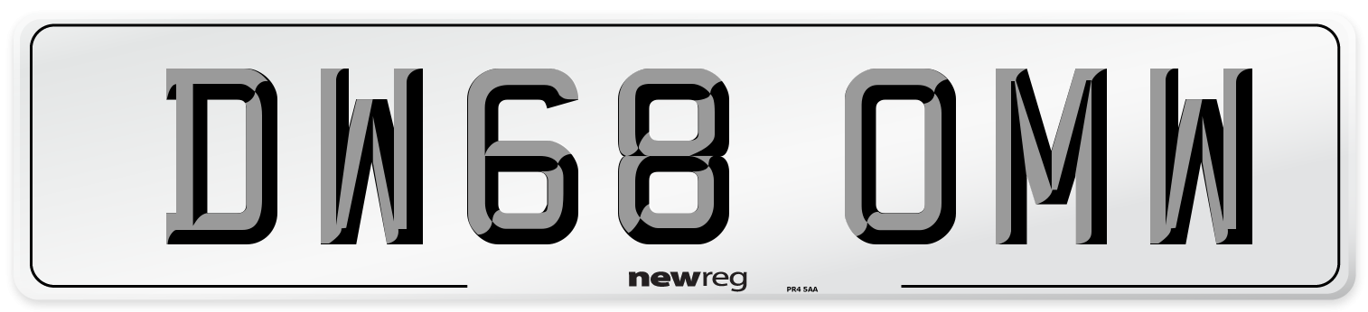 DW68 OMW Number Plate from New Reg